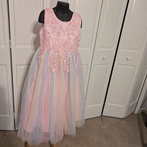 Kids Pink Pastel Flower Girl Dress